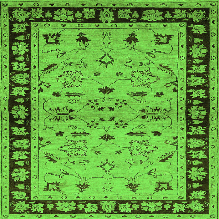 Square Machine Washable Oriental Green Industrial Area Rugs, wshurb849grn