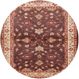 Round Mid-Century Modern Sandy Brown Oriental Rug, urb850