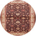 Round Mid-Century Modern Sandy Brown Oriental Rug, urb850