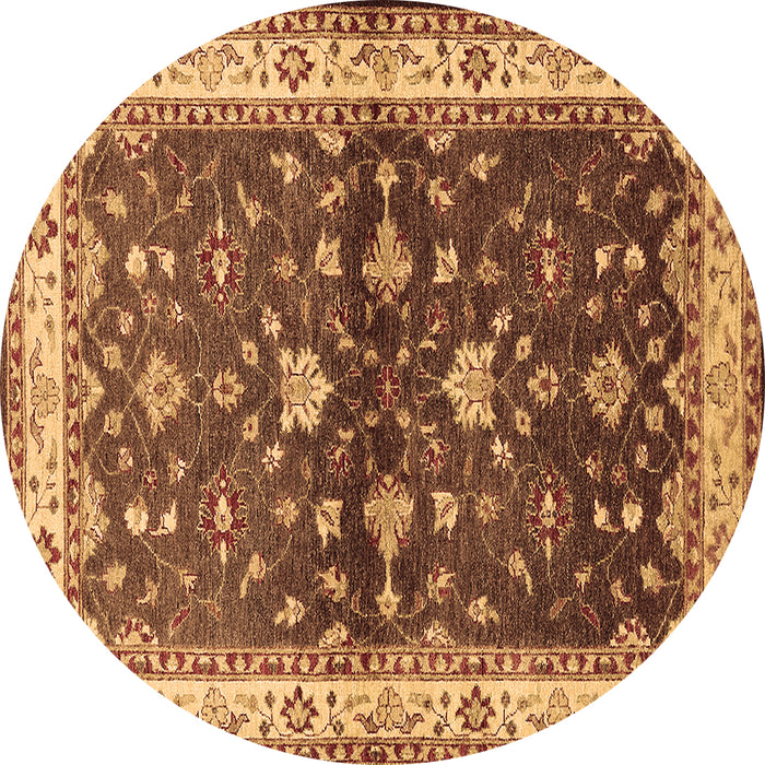 Round Machine Washable Oriental Brown Industrial Rug, wshurb850brn
