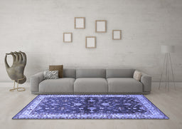 Machine Washable Oriental Blue Industrial Rug in a Living Room, wshurb850blu