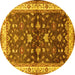 Round Oriental Yellow Industrial Rug, urb850yw