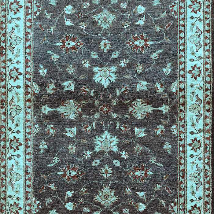 Machine Washable Oriental Light Blue Industrial Rug, wshurb850lblu
