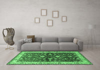 Machine Washable Oriental Emerald Green Industrial Rug, wshurb850emgrn