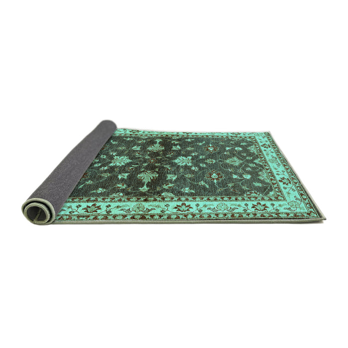 Sideview of Oriental Turquoise Industrial Rug, urb850turq