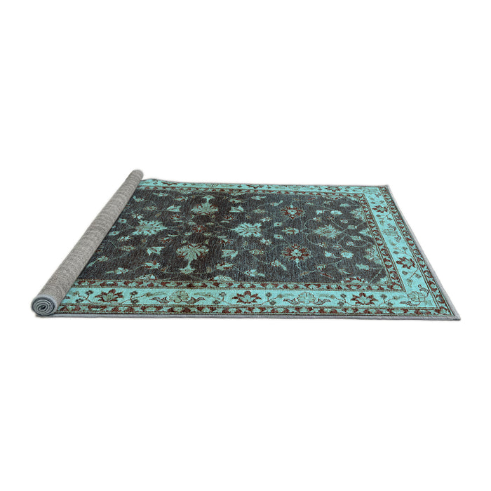 Sideview of Machine Washable Oriental Light Blue Industrial Rug, wshurb850lblu