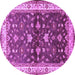 Round Machine Washable Oriental Purple Industrial Area Rugs, wshurb850pur