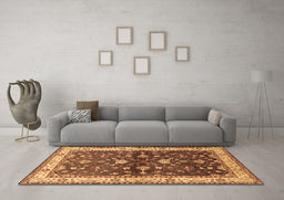 Machine Washable Oriental Brown Industrial Rug in a Living Room,, wshurb850brn