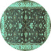 Round Oriental Turquoise Industrial Rug, urb850turq