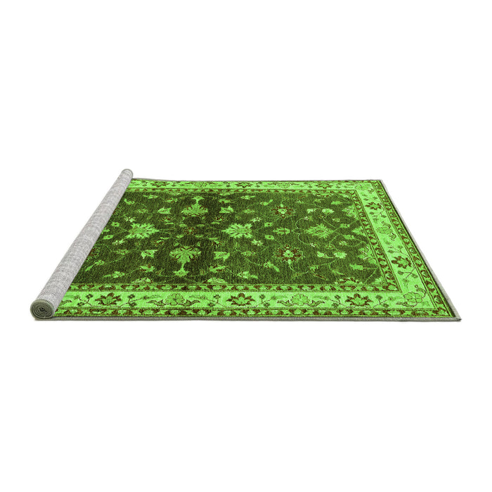 Sideview of Machine Washable Oriental Green Industrial Area Rugs, wshurb850grn