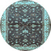 Round Oriental Light Blue Industrial Rug, urb850lblu