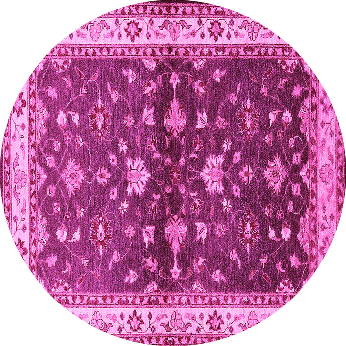 Round Machine Washable Oriental Pink Industrial Rug, wshurb850pnk