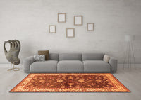 Machine Washable Oriental Orange Industrial Rug, wshurb850org