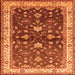 Square Machine Washable Oriental Orange Industrial Area Rugs, wshurb850org