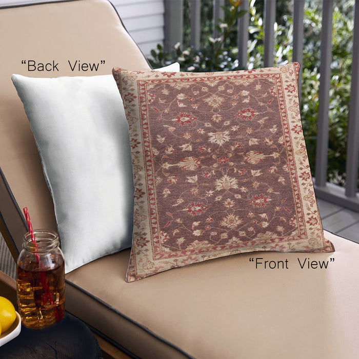 Front View of Mid-Century Modern Urban Square Sandy Brown Throw Pillow, 18 inch by 18 inch, pwurb850