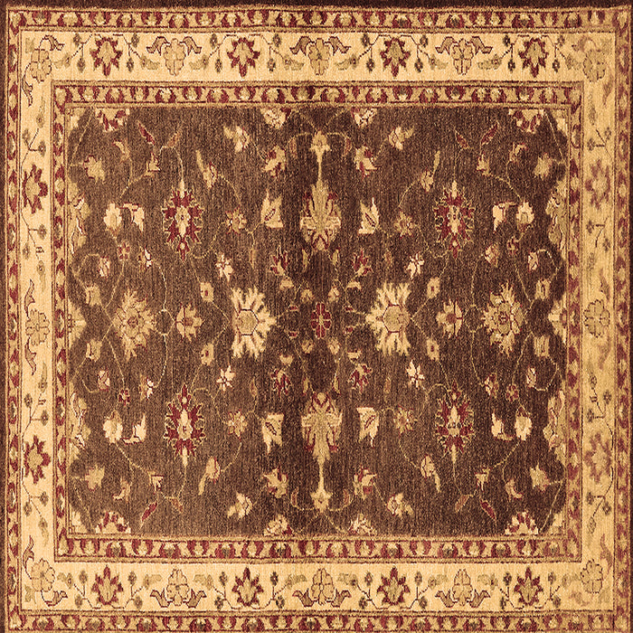Square Machine Washable Oriental Brown Industrial Rug, wshurb850brn