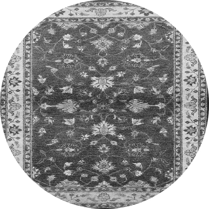 Round Oriental Gray Industrial Rug, urb850gry