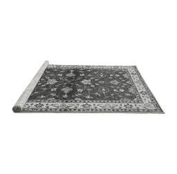 Sideview of Machine Washable Oriental Gray Industrial Rug, wshurb850gry