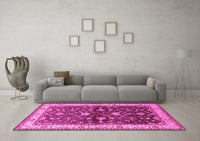 Machine Washable Oriental Pink Industrial Rug, wshurb850pnk