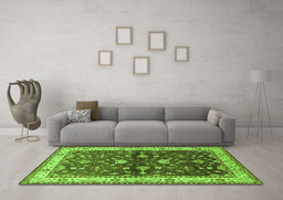 Machine Washable Oriental Green Industrial Area Rugs in a Living Room,, wshurb850grn