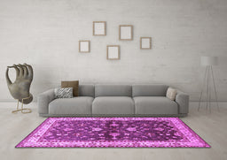 Machine Washable Oriental Purple Industrial Area Rugs in a Living Room, wshurb850pur