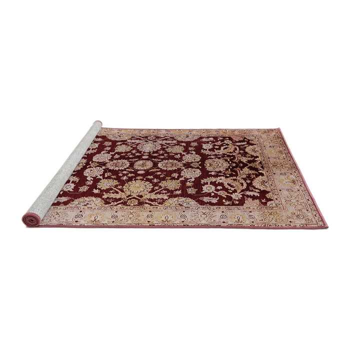Sideview of Machine Washable Industrial Modern Dark Salmon Pink Rug, wshurb851