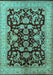 Machine Washable Oriental Turquoise Industrial Area Rugs, wshurb851turq