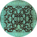 Round Oriental Turquoise Industrial Rug, urb851turq