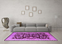 Machine Washable Oriental Purple Industrial Rug, wshurb851pur