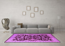 Machine Washable Oriental Purple Industrial Area Rugs in a Living Room, wshurb851pur