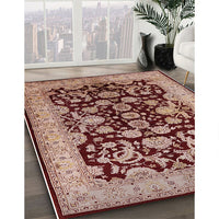 Mid-Century Modern Dark Salmon Pink Oriental Rug, urb851