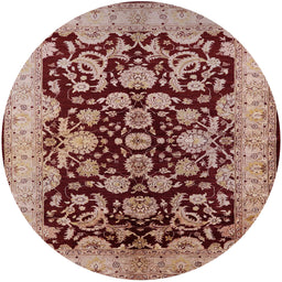 Round Machine Washable Industrial Modern Dark Salmon Pink Rug, wshurb851
