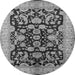 Round Machine Washable Oriental Gray Industrial Rug, wshurb851gry