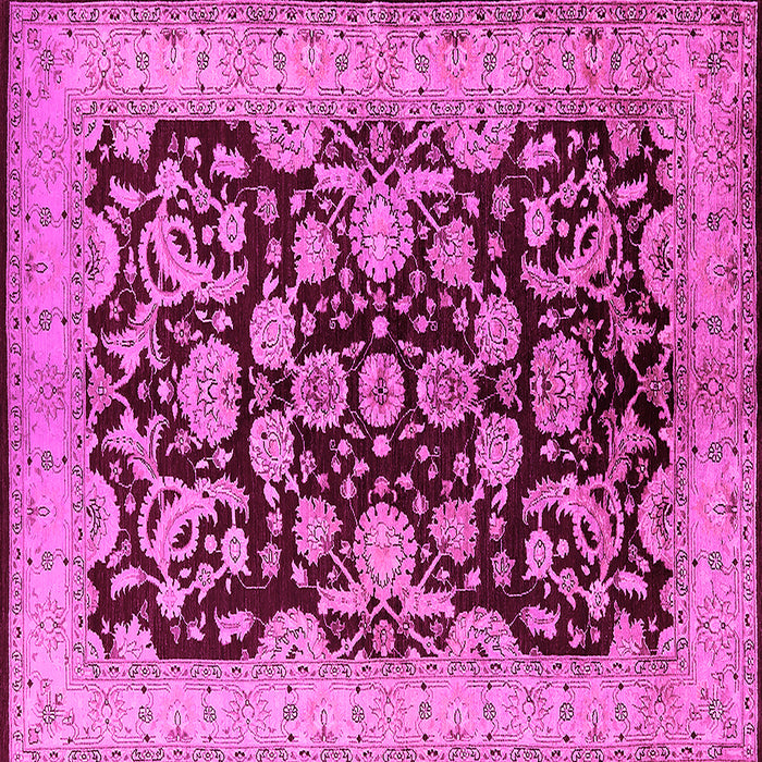 Square Machine Washable Oriental Pink Industrial Rug, wshurb851pnk