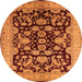 Round Machine Washable Oriental Orange Industrial Area Rugs, wshurb851org