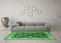 Machine Washable Oriental Emerald Green Industrial Rug, wshurb851emgrn