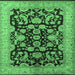 Square Machine Washable Oriental Emerald Green Industrial Area Rugs, wshurb851emgrn