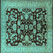 Square Oriental Turquoise Industrial Rug, urb851turq