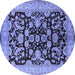 Round Oriental Blue Industrial Rug, urb851blu