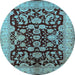 Round Oriental Light Blue Industrial Rug, urb851lblu