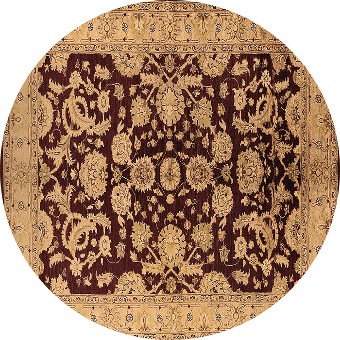 Round Machine Washable Oriental Brown Industrial Rug, wshurb851brn
