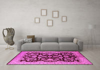 Machine Washable Oriental Pink Industrial Rug, wshurb851pnk