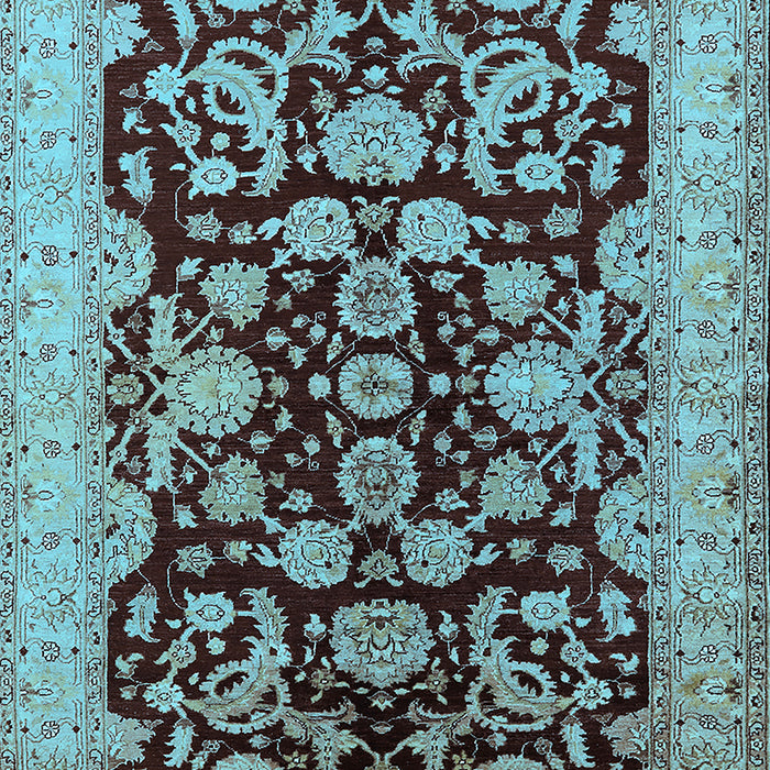 Machine Washable Oriental Light Blue Industrial Rug, wshurb851lblu
