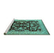 Sideview of Machine Washable Oriental Turquoise Industrial Area Rugs, wshurb851turq