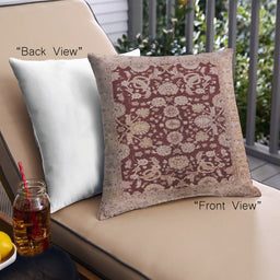 Front View of Mid-Century Modern Urban Square Dark Salmon Pink Throw Pillow, 18 inch by 18 inch, pwurb851