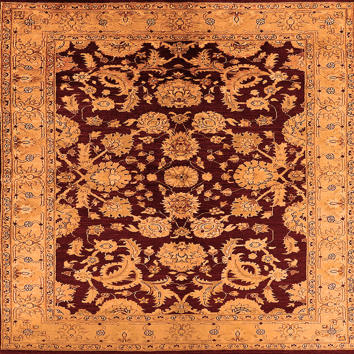 Square Machine Washable Oriental Orange Industrial Area Rugs, wshurb851org