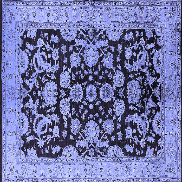 Square Machine Washable Oriental Blue Industrial Rug, wshurb851blu