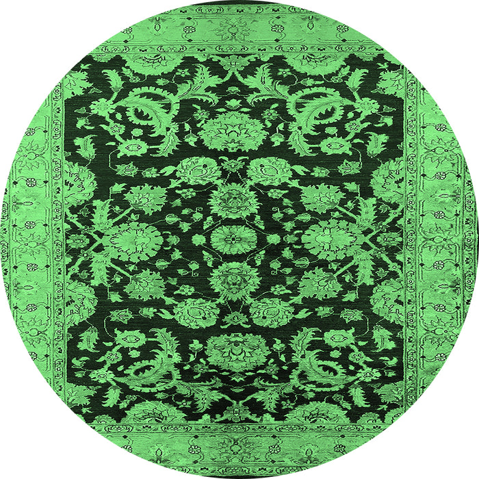 Round Oriental Emerald Green Industrial Rug, urb851emgrn