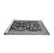 Sideview of Machine Washable Oriental Gray Industrial Rug, wshurb851gry