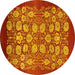 Round Oriental Yellow Industrial Rug, urb852yw